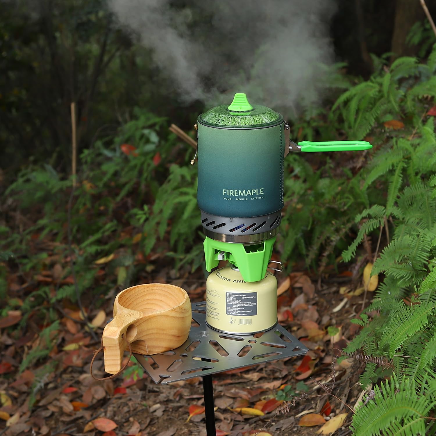 Fire-maple FMS-X2 Personal Cooking System Outdoor Hiking Camping Equipment Oven with Piezo Ignition POT Support & Stand for Outdoor Acitivities- Portable Propane Gas Stove Burner
