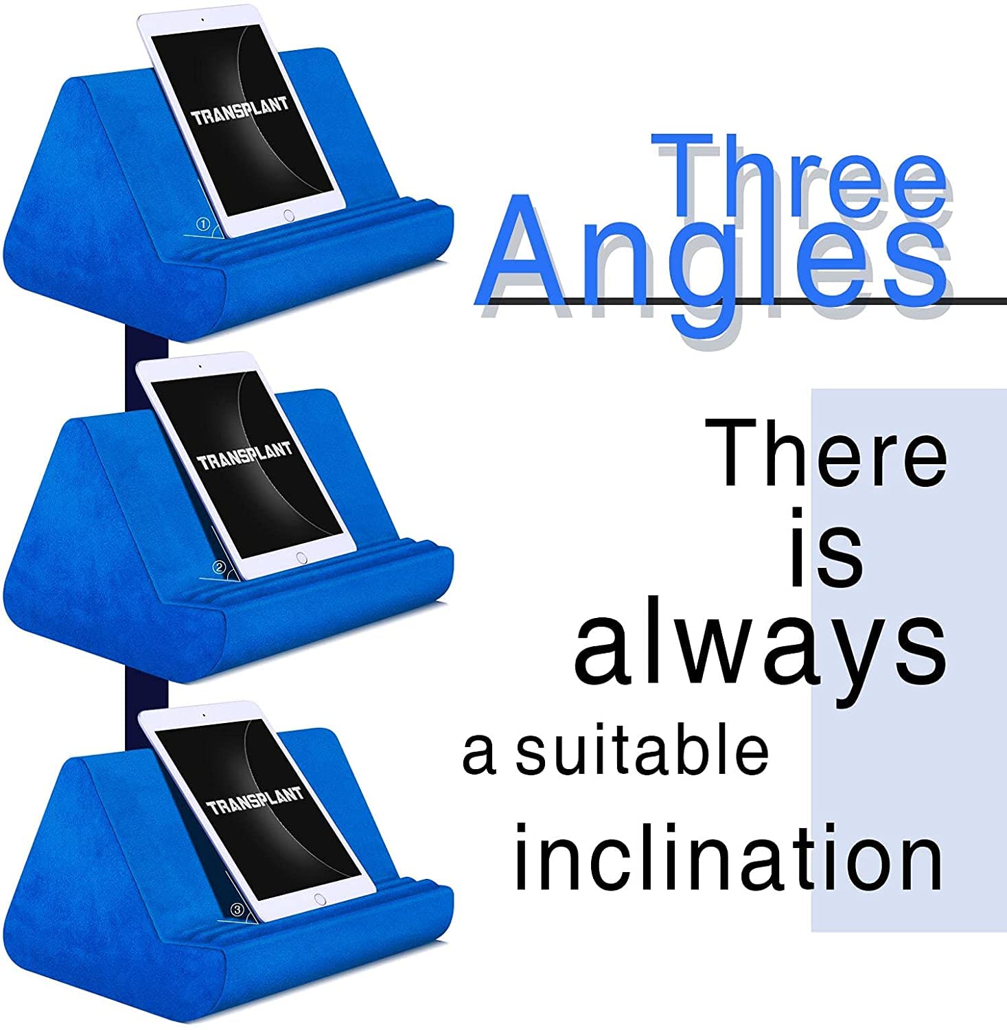 Soft Tablet Stand Pillow with Pocket,Tablet Cushion Stand,Adjustable 3 Viewing Angle,Lazy Holder Stand for Bed Sofa,Compatible with iPads Tablets eReaders Smartphones Books Magazines（Grey）…