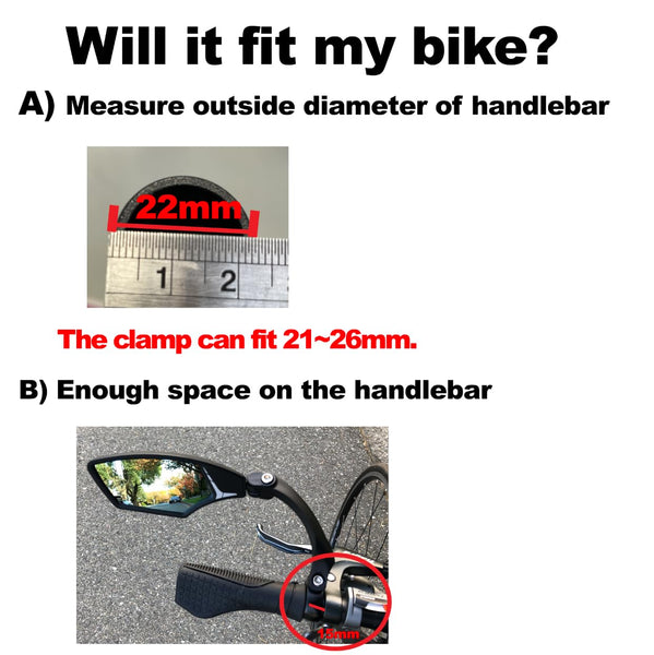 Hafny NEW Handlebar Bike Mirror, HD,Blast-resistant, E-bike Mirror, Glass Lens, HF-MR095 (Anti-glare Blue Right)