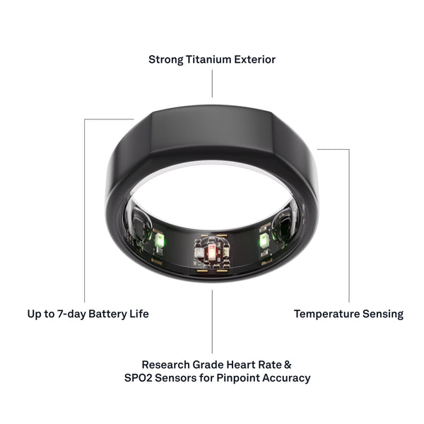Oura Gen3 Horizon Smart Ring - Size 12, Brushed Titanium | Sleep, Heart Rate and Fitness Tracking Wearable - Up to 7 Day Battery Life - iOS/Android Compatible - Size First with Oura Sizing Kit