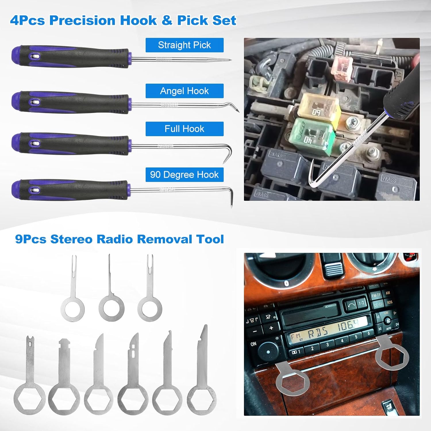 Uolor 342Pcs Trim Removal Tool Kit, Car Panel Door Audio Radio Stereo Removal Tools, Auto Push Pin Bumper Retainer Clip Set/Fastener Terminal Remover Tool/Car Upholstery Repair Pry Kit Auto Clip Plier