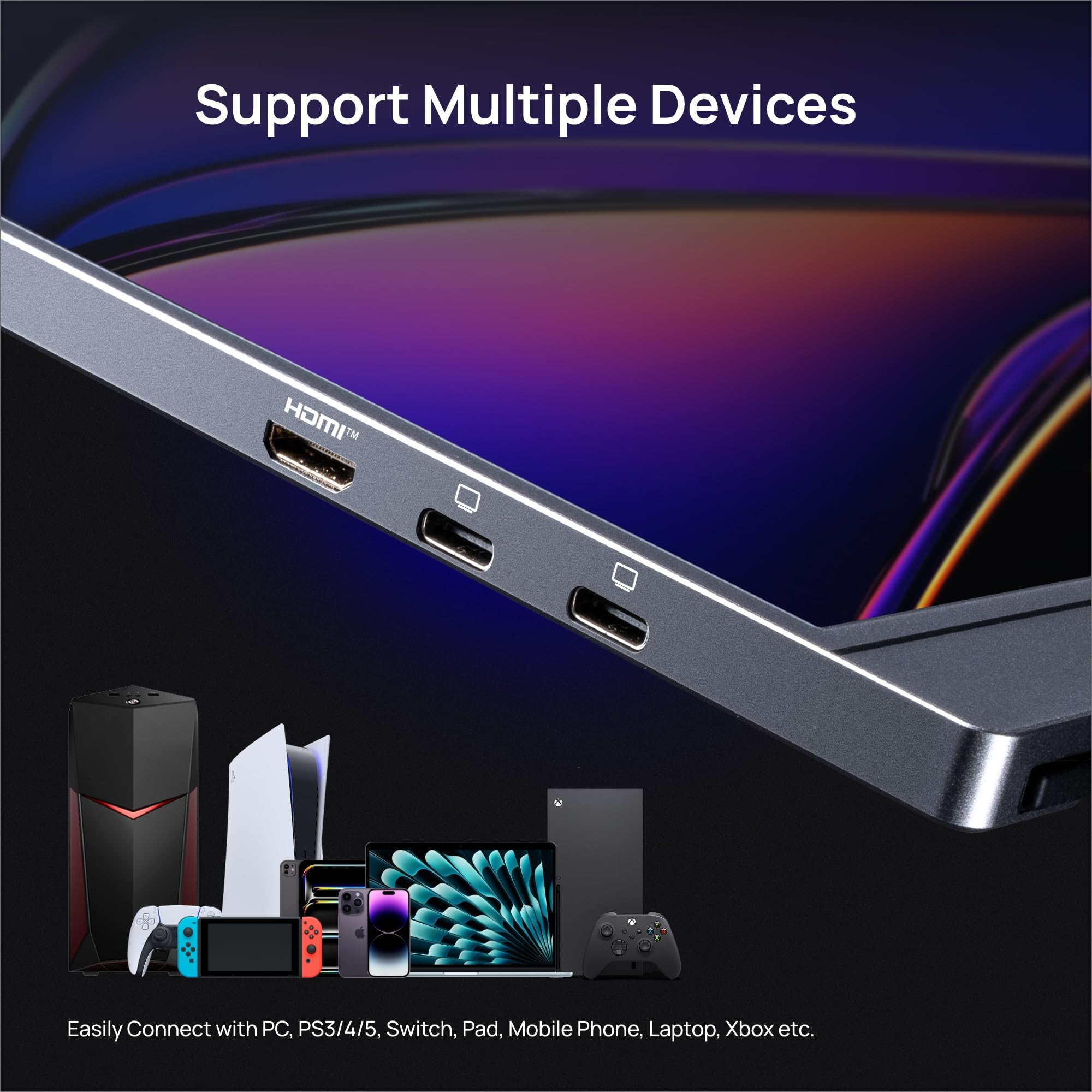 ARZOPA 16.1'' 144Hz Portable Monitor with Storage Bag, 100% sRGB 1920×1080P FHD HDR 144HZ Gaming Monitor, Ultra Slim - Eye Protection-External Second Screen for Laptop/PC/Mac/PS3/4/5/Xbox - Z1FC（Grey）