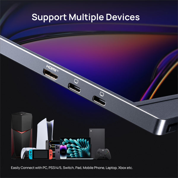 ARZOPA 16.1'' 144Hz Portable Monitor with Storage Bag, 100% sRGB 1920×1080P FHD HDR 144HZ Gaming Monitor, Ultra Slim - Eye Protection-External Second Screen for Laptop/PC/Mac/PS3/4/5/Xbox - Z1FC（Grey）