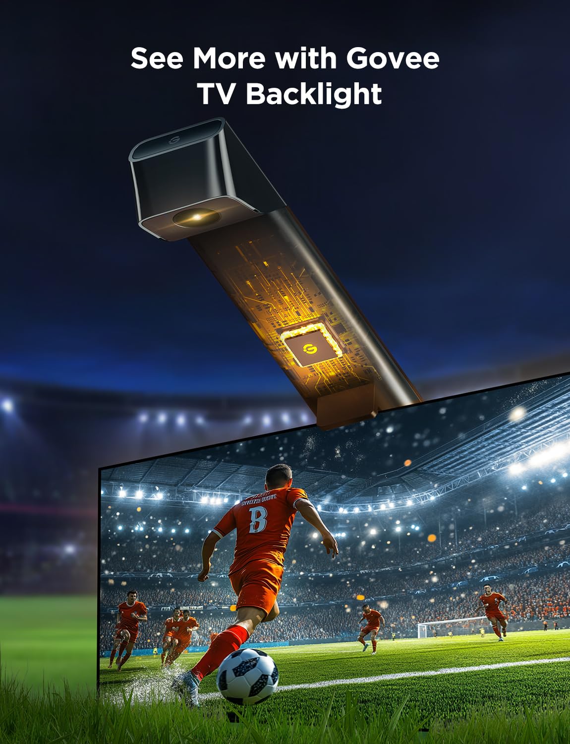 Govee TV Backlight 3 Lite with Fish-Eye Correction Function Sync to 55-65 Inch TVs, 3.6m RGBICW Wi-Fi TV LED Backlight with Camera, 4 Colours in 1 Lamp Bead, Voice and APP Control, Adapter
