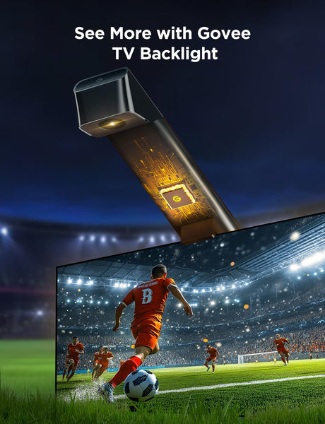 Govee TV Backlight 3 Lite with Fish-Eye Correction Function Sync to 55-65 Inch TVs, 3.6m RGBICW Wi-Fi TV LED Backlight with Camera, 4 Colours in 1 Lamp Bead, Voice and APP Control, Adapter