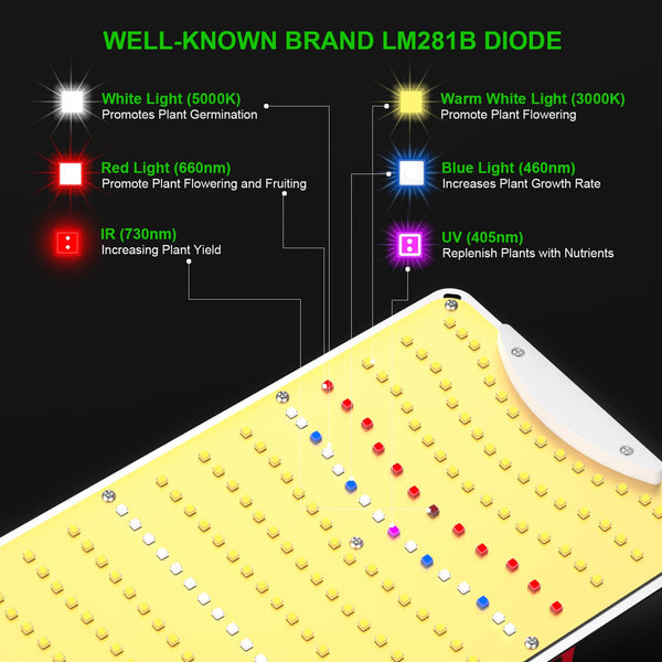 AGLEX K1000 LED Grow Light, 2024 Upgraded Full Spectrum Plant Grow Lights for Indoor Plants, 2x3 Grow Tent