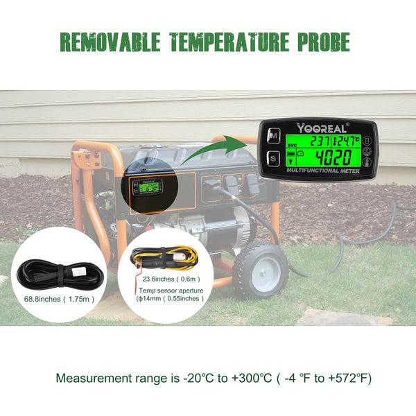 Yooreal Engine Temperature Gauge,TEMP Meter,User Shutdown Tachometer for Scooter Snowmobile Mini Bike Motorcycle Lawn Mower Generator Dump Truck