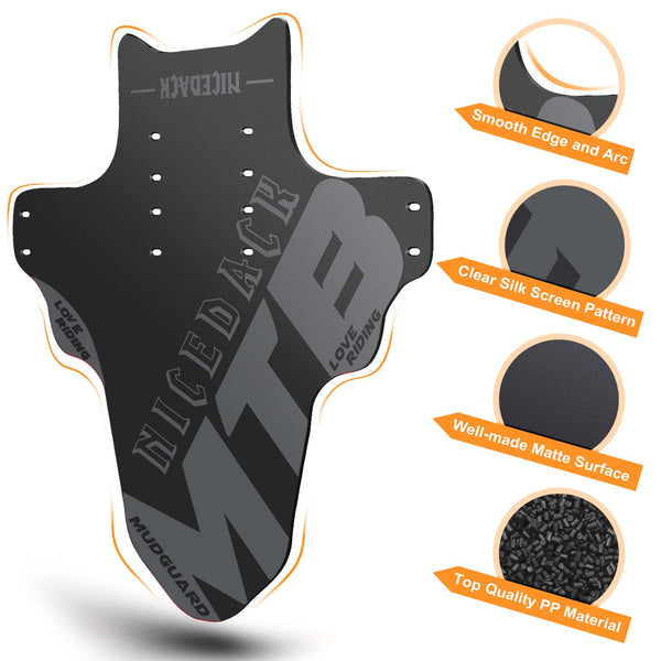 NICEDACK Mudguards Mountain Bike, 2 Pieces Mudguard Fit 20-29 Inch MTB Mudguard Front and Rear Compatible Bicycle Splash Guard