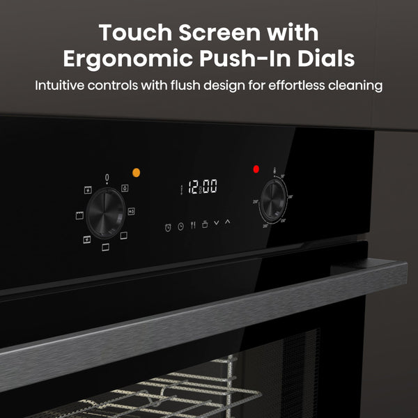 Hisense BI64211PB 77 Litre Built In Electric Single Oven With Pyrolytic Cleaning, Pizza Mode, Multiphase Cooking- Black 22x23x23 inches (LxWxH) - A+ Rated, Extra Large