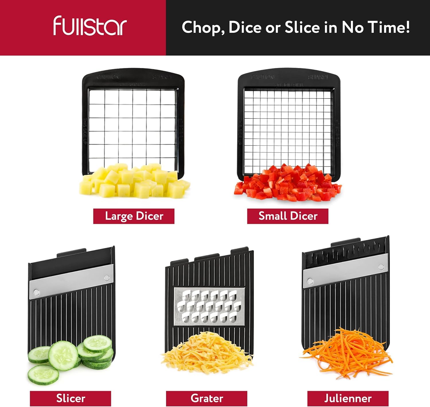 Vegetable Chopper Vegetable Cutter Mandoline Vegetable Slicer - Veggie Onion Salad Food Chopper Manual - Potato Chipper - Veg Chopper and Dicer - Kitchen Tools & Gadgets (6-in-1 Compact White)