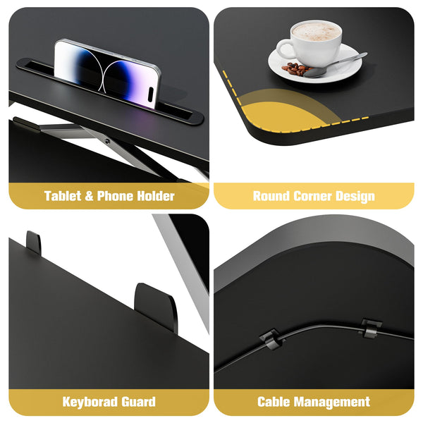 ERGOMAKER Height Adjustable Standing Desk Converter - 101cm (40 Inch) Wide Platform Tabletop Workstation - Quick Sit to Stand Desk Riser for Dual Monitors White