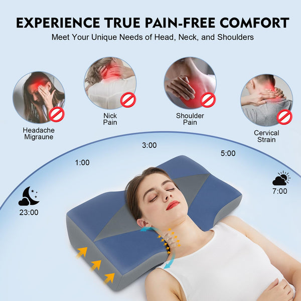Hydomi Neck Support Pillow for Sleeping Side Sleeper Pillow for Neck Shoulder Pain Relief: Ergonomic Cervical Memory Foam Pillow for Adults - Cooling