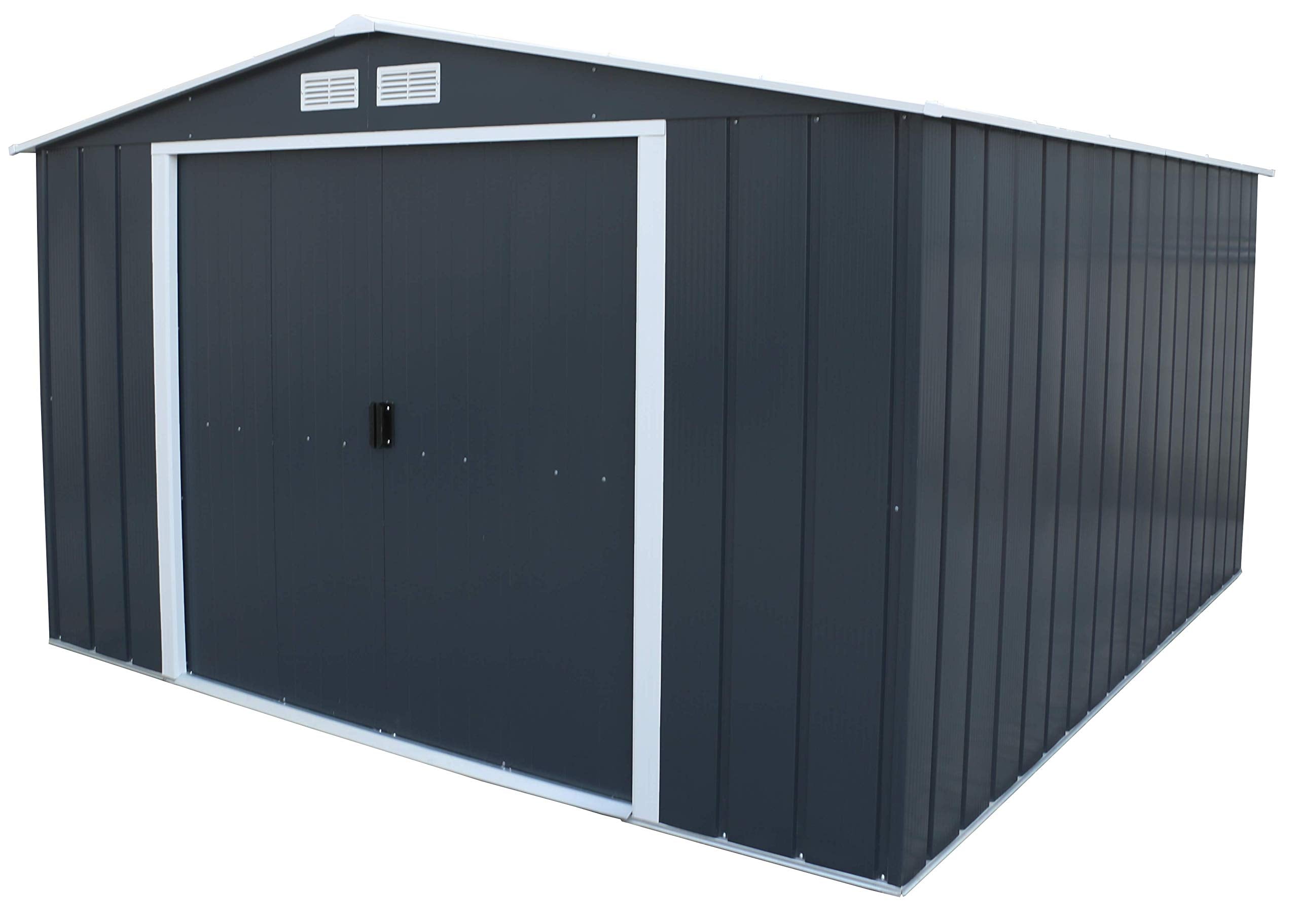 Duramax ECO 8 x 8 (6.35 m2) Metal Garden Storage Shed, Hot-Dipped Galvanized Metal Garden Shed, Tool Storage Shed, Strong Reinforced Roof Structure, Maintenance-Free Metal Shed, Anthracite