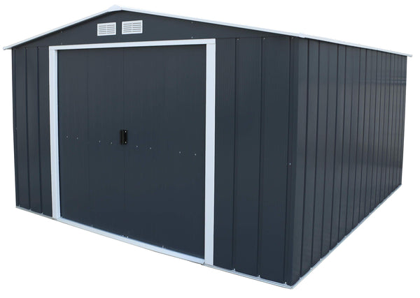 Duramax ECO 8 x 8 (6.35 m2) Metal Garden Storage Shed, Hot-Dipped Galvanized Metal Garden Shed, Tool Storage Shed, Strong Reinforced Roof Structure, Maintenance-Free Metal Shed, Anthracite