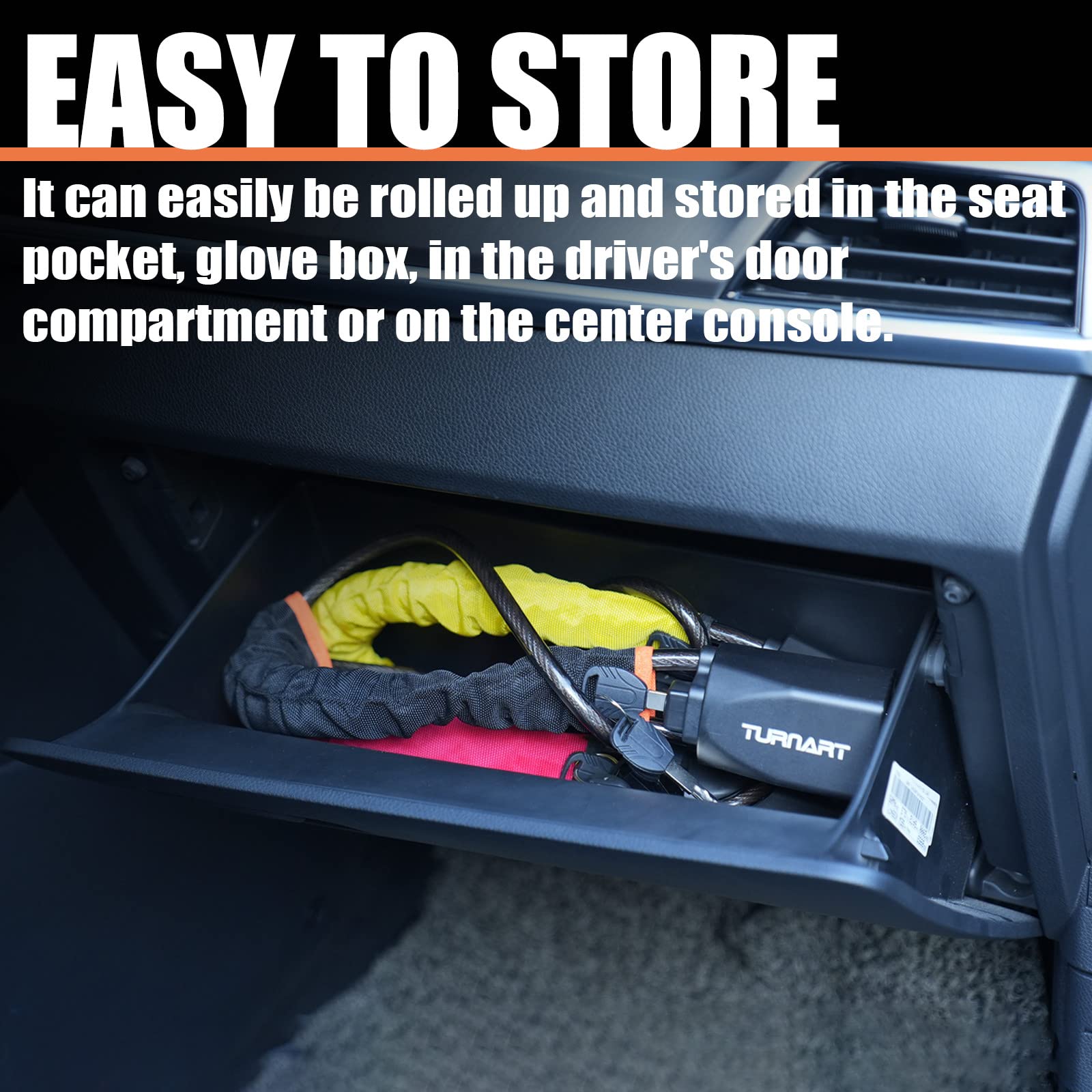 Turnart Steering Wheel Lock Seat Belt Lock Universal Fit Most Vehicles Sturdy Lock for Car Truck SUV Van Security with 3 Keys (Yellow)