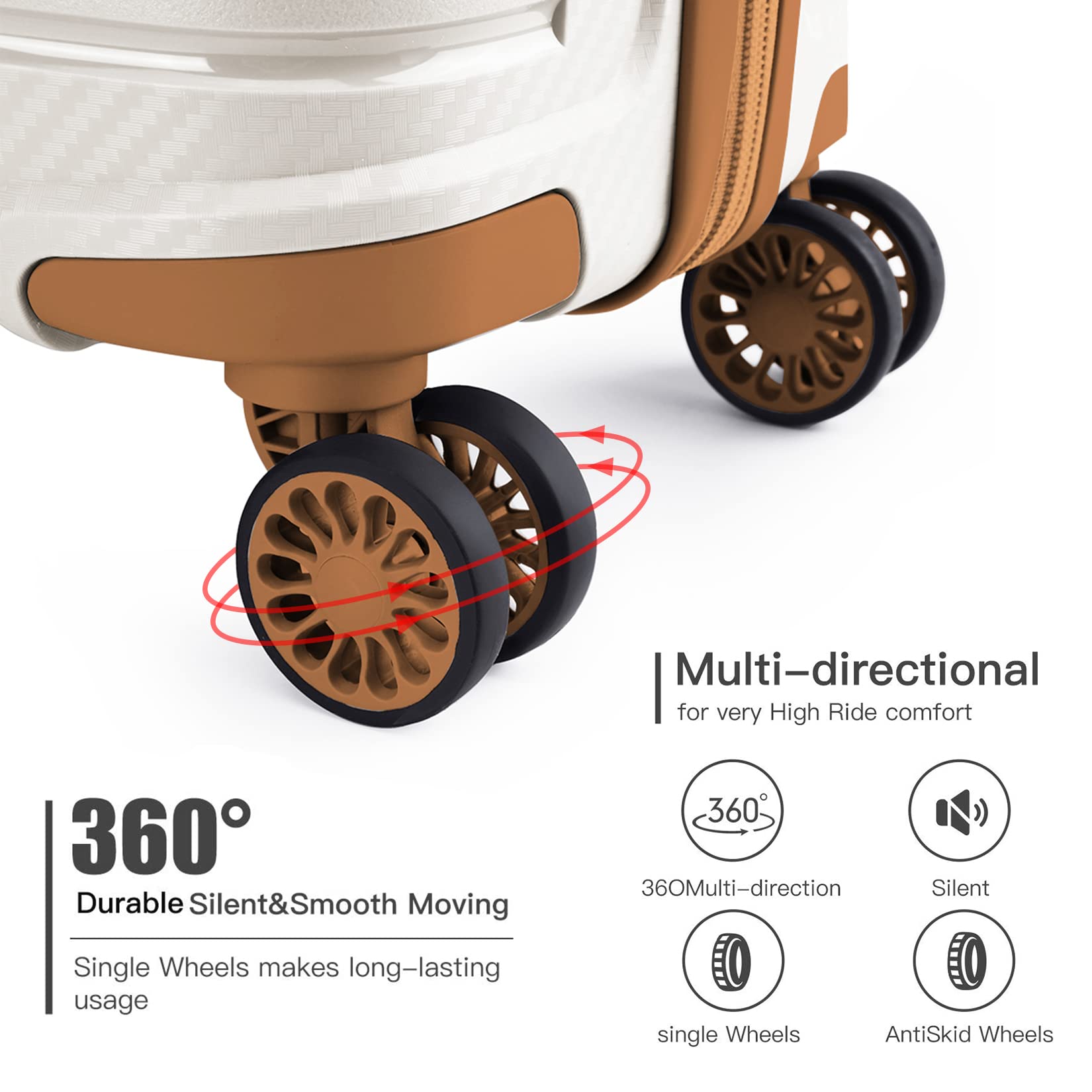 Kono Lightweight Suitcase Hand Luggage Polypropylene Hard Shell Travel Trolley