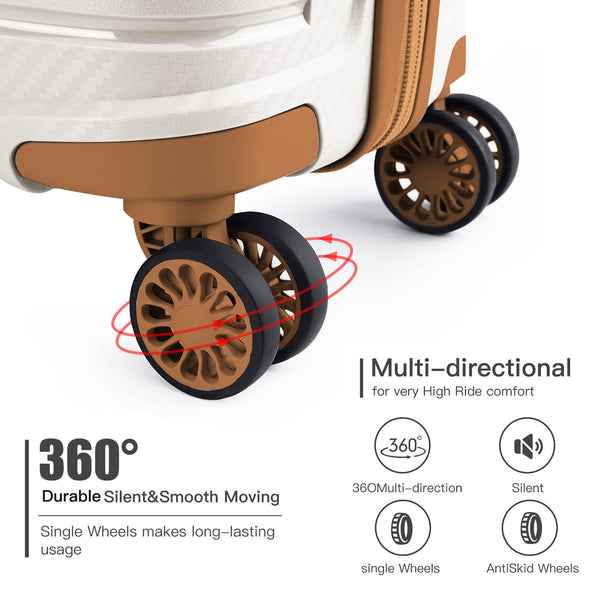 Kono Lightweight Suitcase Hand Luggage Polypropylene Hard Shell Travel Trolley