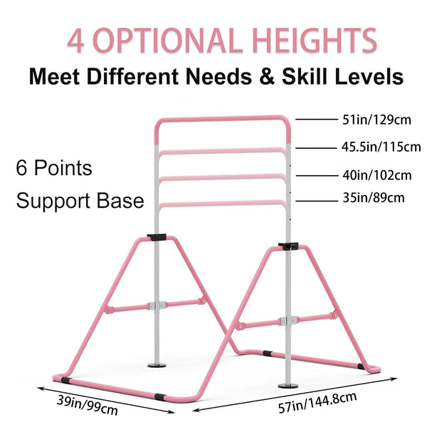 GYMMAGE Gymnastics Bars with Pad, Junior Training Kip Bar Gymnastics Equipment for Home Garden, Adjustable Height Gymnastic Folding Horizontal Bar
