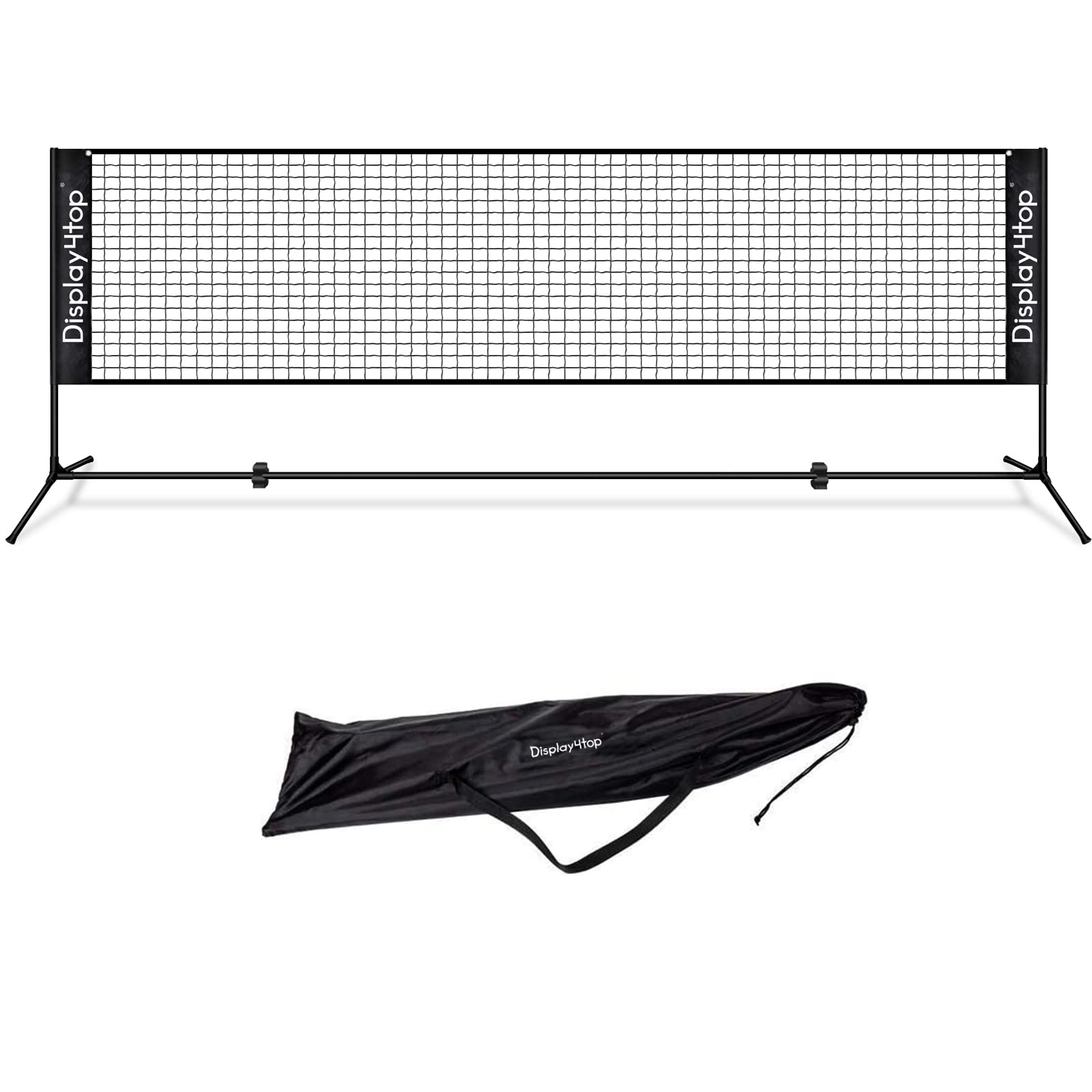 display4top Adjustable Foldable Portable Badminton Net Set - Net for Tennis, Pickleball, Kids Volleyball - Easy Setup Nylon Sports Net with Poles -