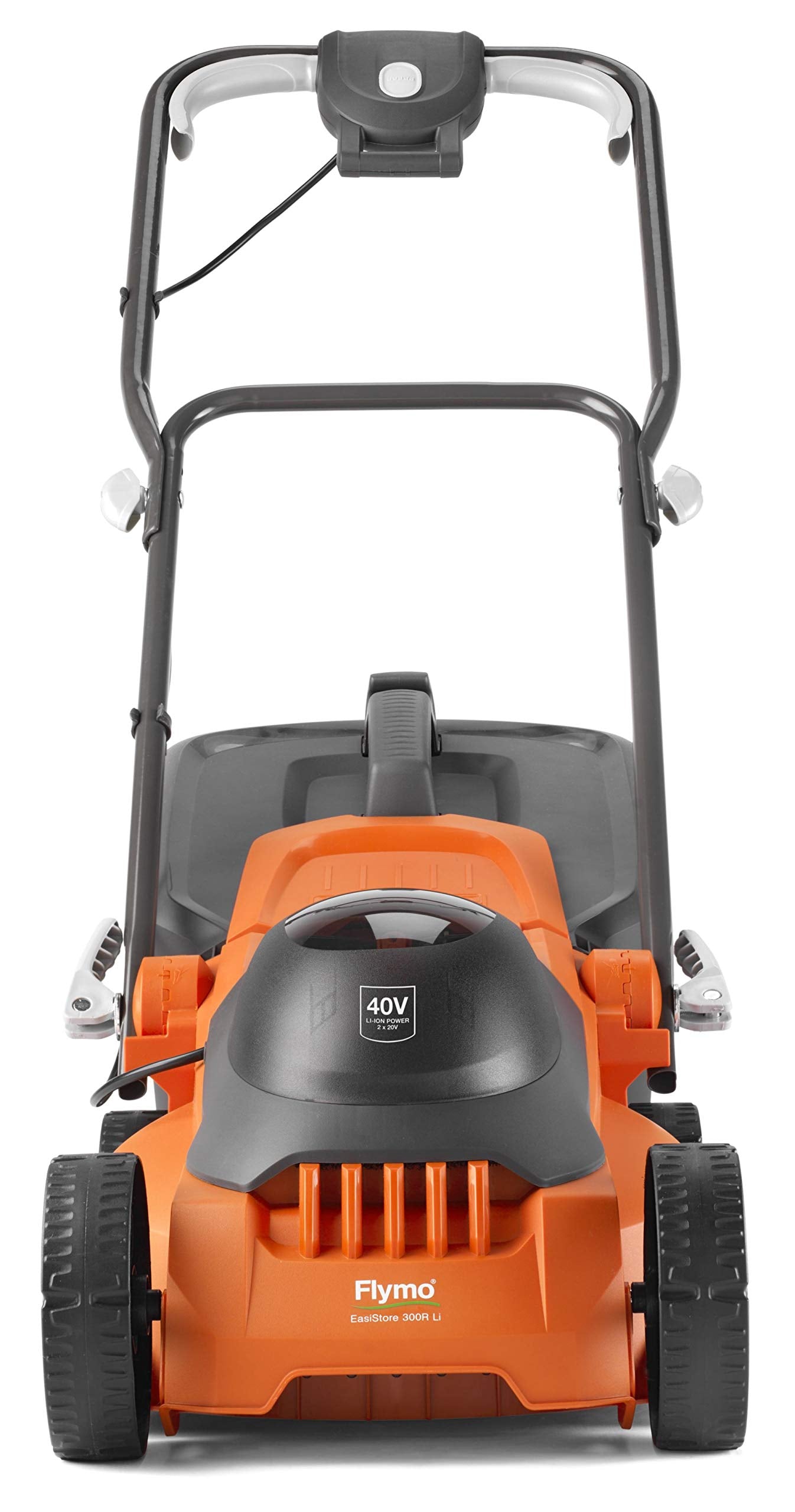 Flymo EasiStore 380R Electric Rotary Lawn Mower - 38 cm Cutting Width, 45 Litre Grass Box, Close Edge Cutting, Rear Roller, Central Height Adjust, Space Saving Storage Features