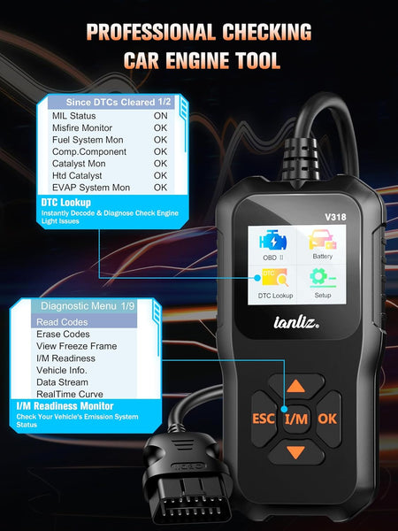OBD2 Scanner Code Reade Diagnostic: OBD Reader Car Scanner Tool - Vehicle Faults Engine Fault Code Reader Scanner - Auto Motive Diagnostic Tool for All OBDII Vehicles from BMW Ford VW Audi
