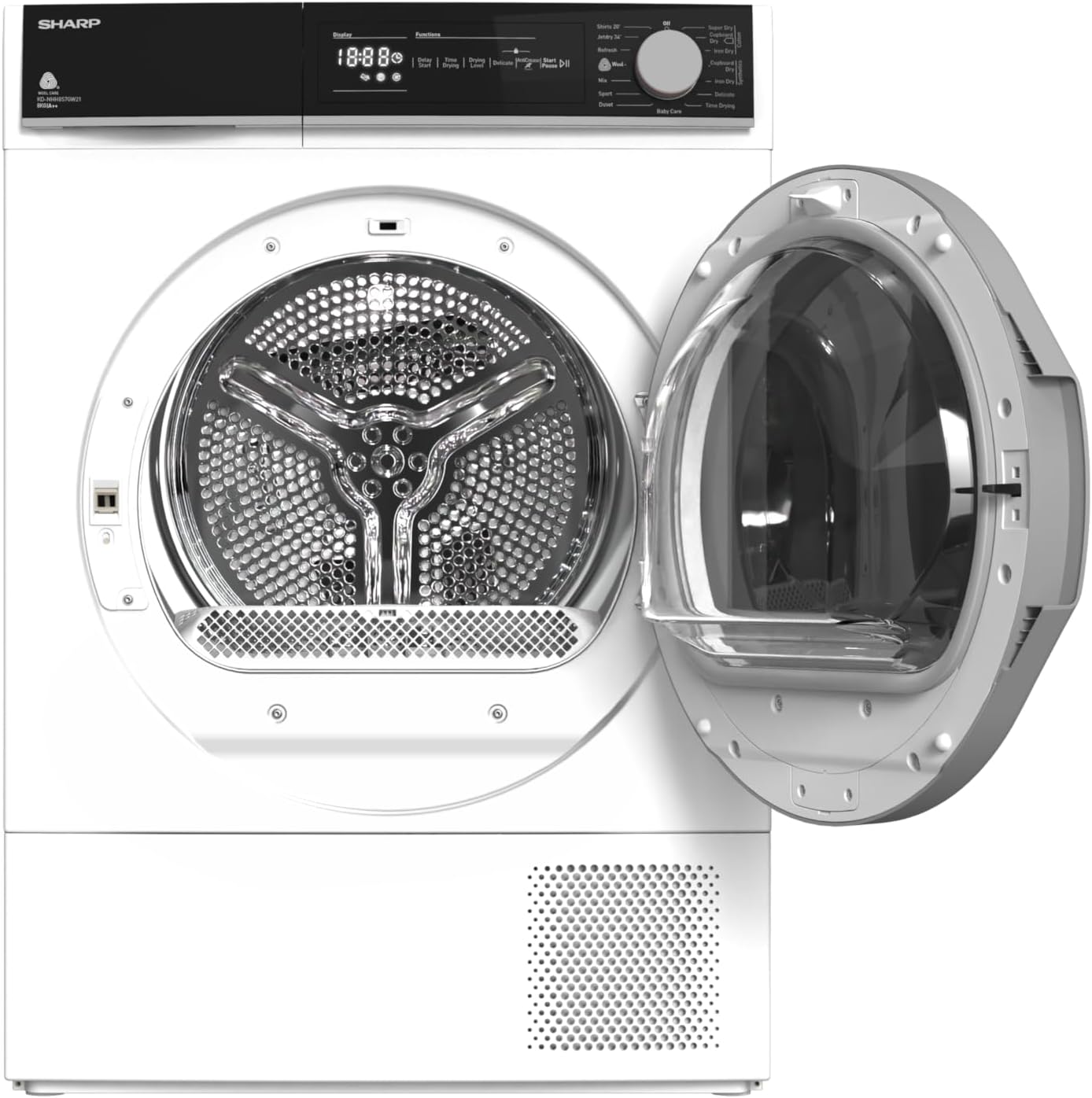 Sharp KD-NHH8S7GW21-EN, Free Standing, 8KG, Heat Pump Tumble Dryer, A++ Energy Rating, White