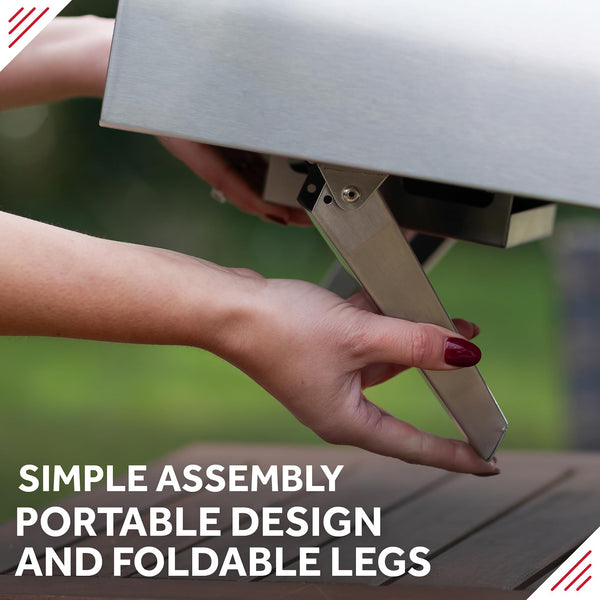 George Foreman Outdoor 12 Inch Wood Pellet Portable Wood Fired Pizza Oven Stainless Steel with Paddle and Carry Bag, BBQ Oven & Smoker, Foldable Legs GFWPPO1SSPC