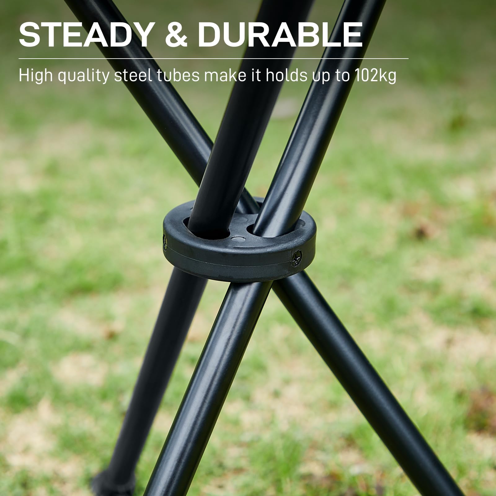EVER ADVANCED Folding Stool Tripod Tall 53 cm Lightweight Camping Stool Compact Portable Fishing Tripod Camping Chair Collapsible for Outdoor Travel Walking Garden Backpack Hold Up 102 KG