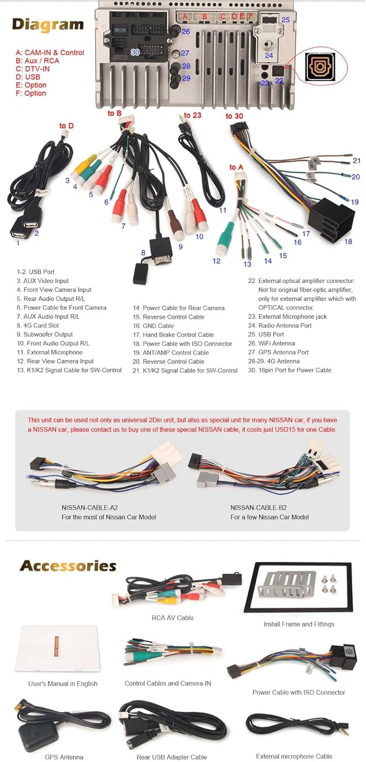 8-Core 4GB RAM 64GB ROM Double Din Android 12 Car Stereo Sat Nav Head Unit Wireless CarPlay Wired Android Auto DAB+ Car Radio Bluetooth DSP WIFI 4G GPS OBD2 TPMS DVR USB RDS