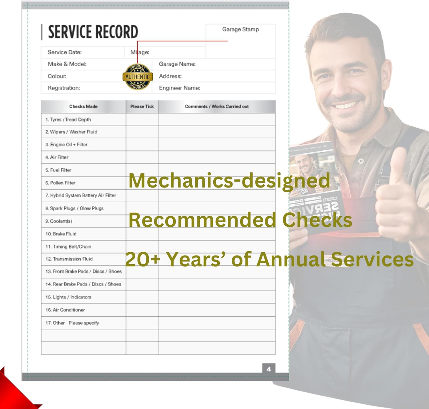 Ethicom® Blank Service History Book Car Motorbike Van Truck HGV PSV Tractor & Plant Maintenance Replacement Log Book PetDieselHybrid Land Rover Abarth Ford BMW Audi VW Service Book Transport Manager