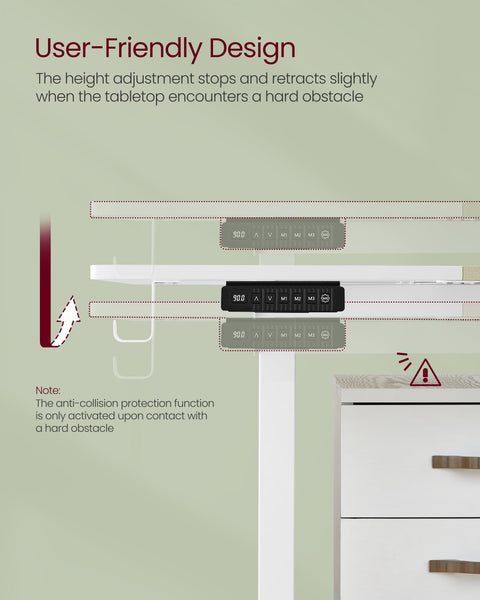 VASAGLE Electric Standing Desk, Height Adjustable Desk, 60 x 140 x (72-120) cm, 4 Memory Heights, Storage Pocket, for Home Office, Study, Rustic Brown and Ink Black LSD134K02