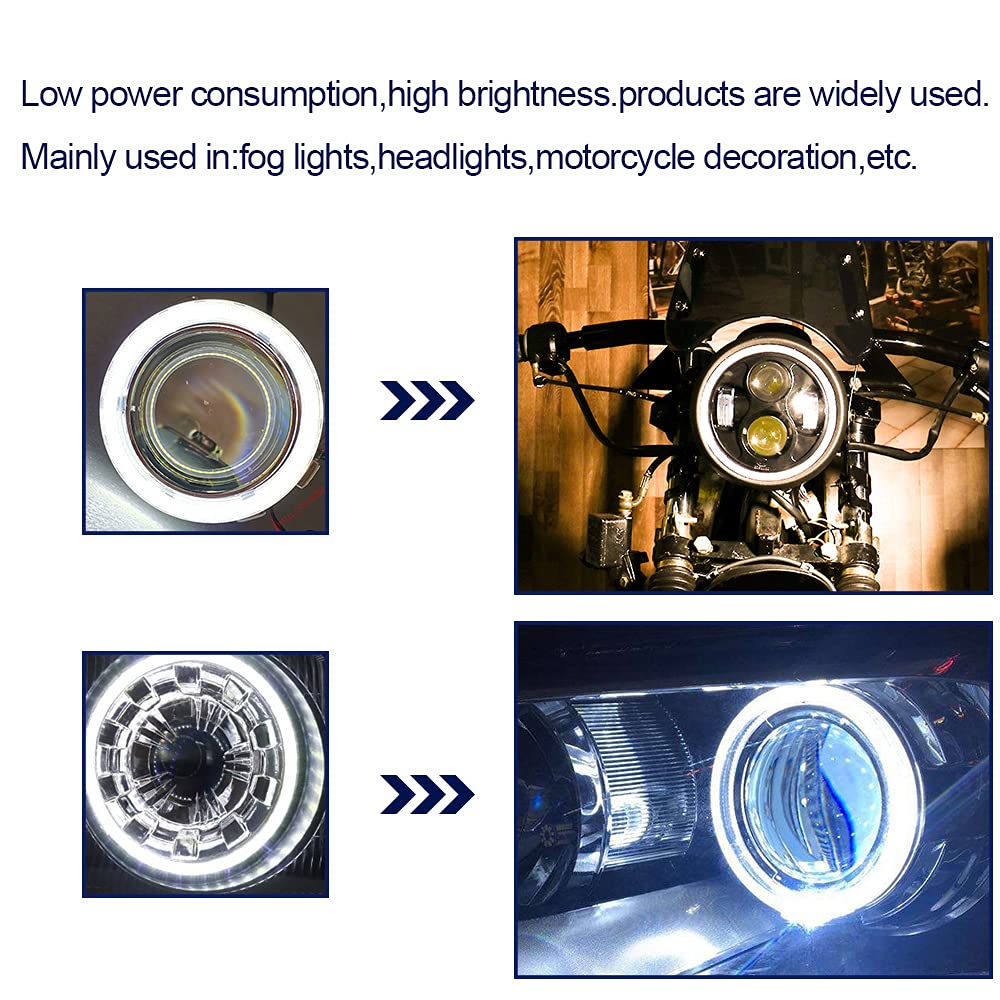 Qasim Car Angel Eyes COB Light Halo Ring 120MM 93SMD Headlight Lamp White 12V 24V(Pack of 2PCS)