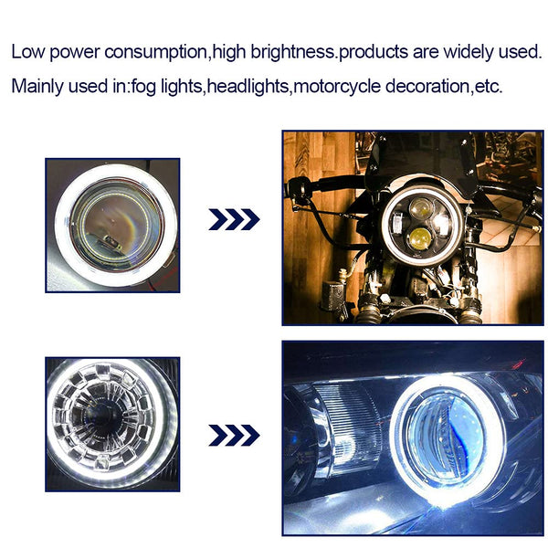 Qasim Car Angel Eyes COB Light Halo Ring 120MM 93SMD Headlight Lamp White 12V 24V(Pack of 2PCS)