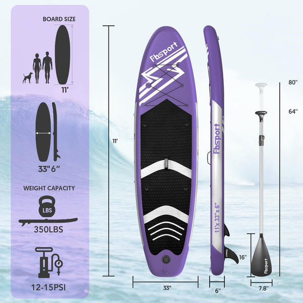 FBSPORT Inflatable Stand Up Paddle Boards,SUP Board,6" Thick Stand Up Paddle Boarding,Paddling Board for Youth & Adult,Surfboard,SUP with Adjustable Paddle/Backpack/Pump/Removable Fin
