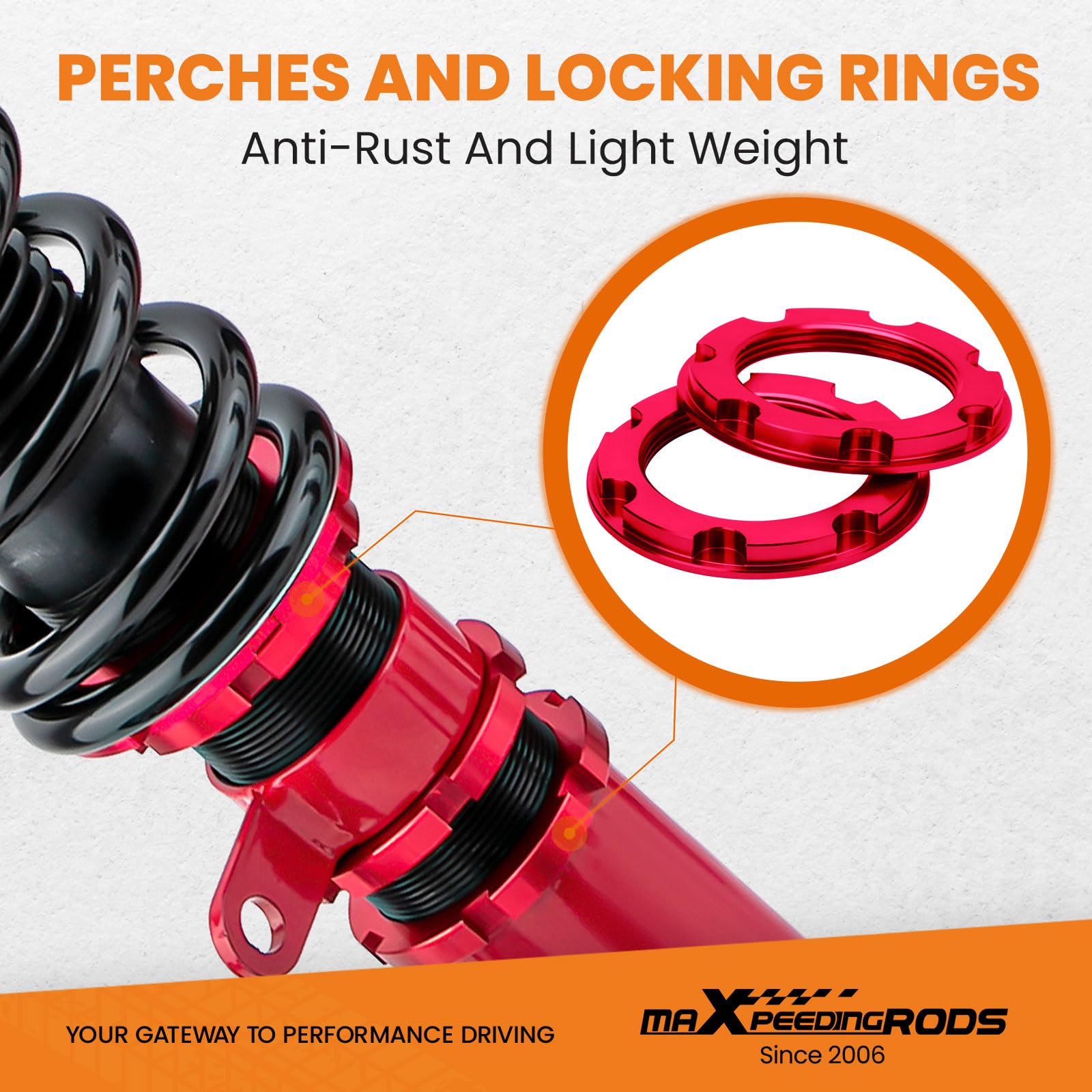 maXpeedingrods Coilovers Shock Suspension for BMW E46 3 Series 316i 318i 320i 323i 325i 328i 330i 1998-2006 - Red