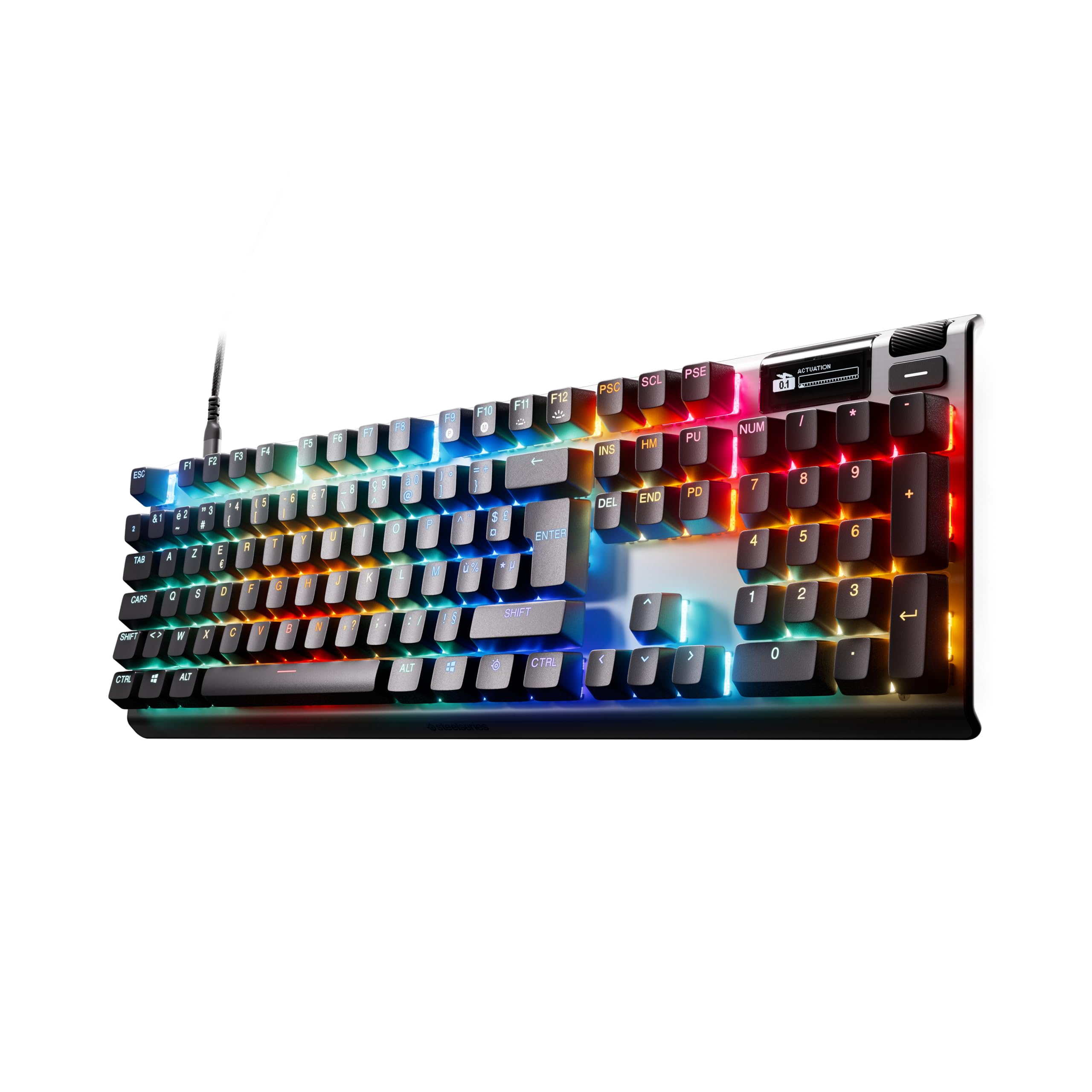 SteelSeries Apex Pro Gen 3 Gaming Keyboard - OmniPoint 3.0 HyperMagnetic Switches - Adjustable Actuation - Rapid Trigger - Game-Ready Presets - Rapid Tap/SOCD - OLED - RGB - USB-C - English QWERTY