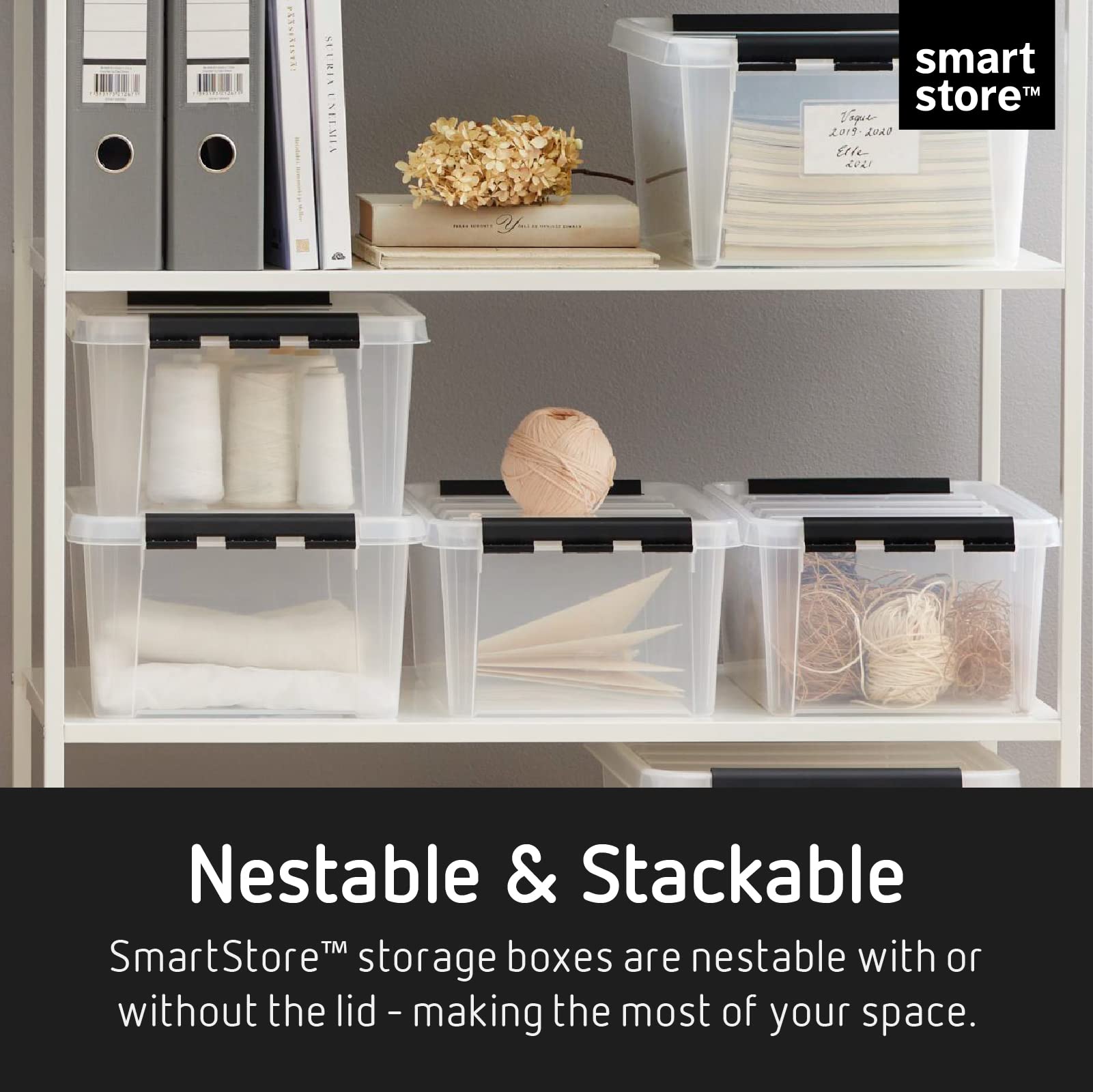 SmartStore 14L Clear Plastic Storage Boxes with Lid, 10 Pack, Reinforced, 10 Year Guarantee, Food Safe, Clip Locked, Stackable and Nestable, BPA Free