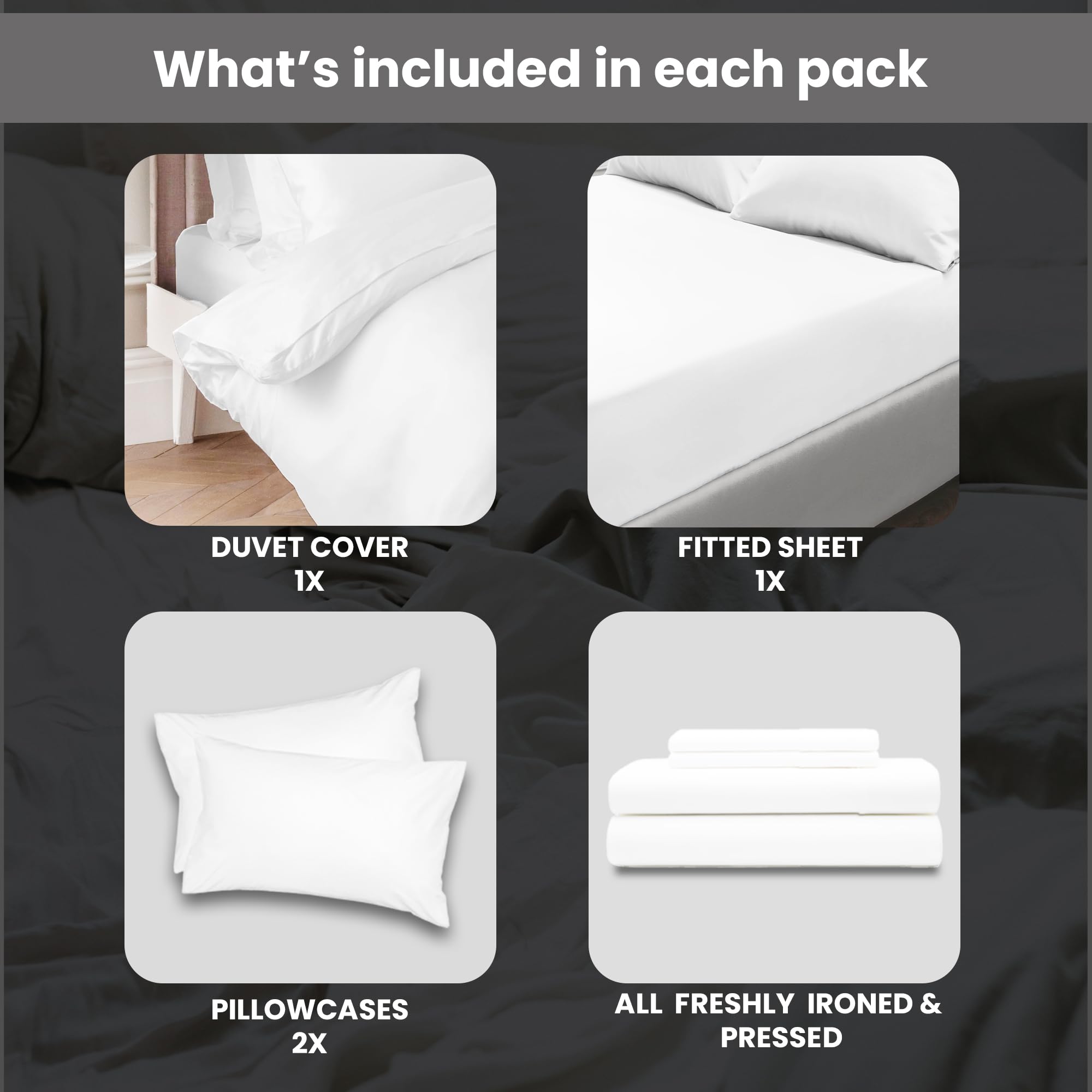 Euphoric Gifts WHITE 100% Pure Cotton (Egyptian Cotton) DOUBLE Duvet Cover Bed Set - includes duvet cover, fitted sheet & pillowcases