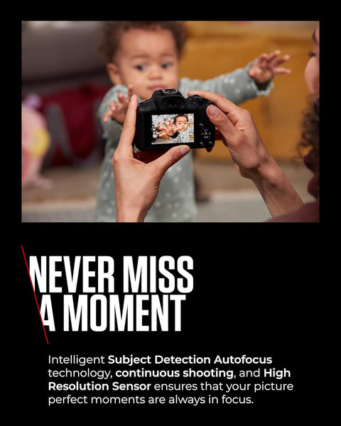 Canon EOS R100 - Compact Mirrorless Digital Camera - 24.1 MP, 4K Resolution - Dual Pixel CMOS AF, DIGIC 8 Processor - 6.5 FPS Continuous Shooting - Face & Eye Detection, Bluetooth, Wi-Fi, GPS