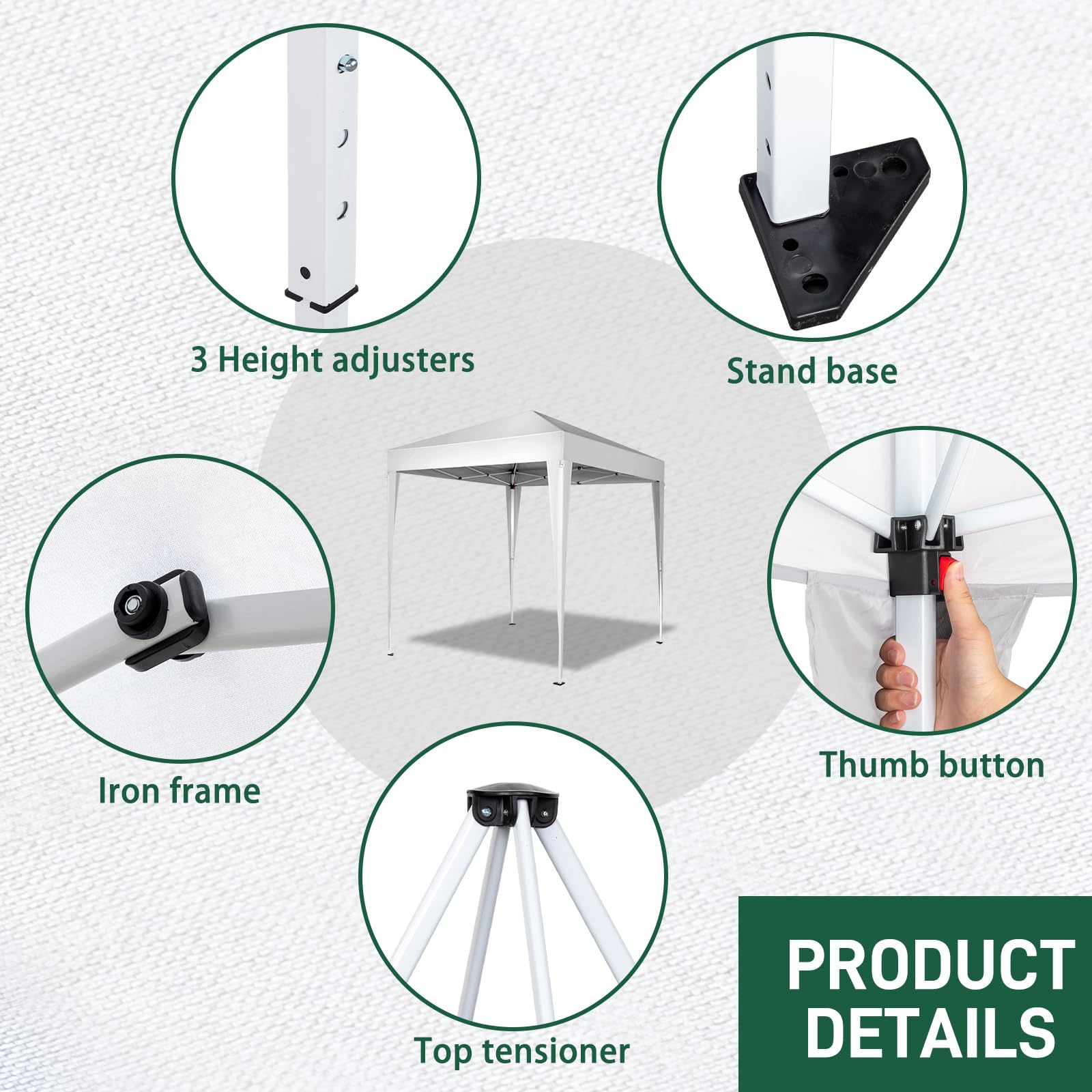 Outopee 3m x 3m Ez Pop Up Canopy Tent with 4 SideWalls, Outdoor Gazebo Portable Instant Canopy for Commercial Events, Party, Backyard BBQ, Camping, Blue