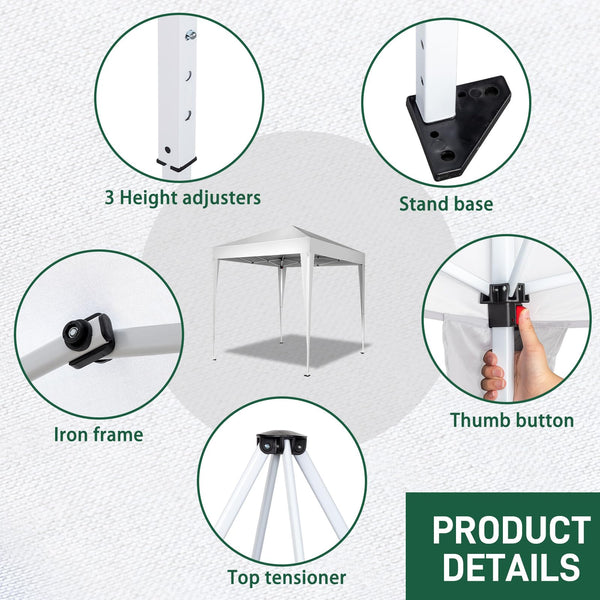 Outopee 3m x 3m Ez Pop Up Canopy Tent with 4 SideWalls, Outdoor Gazebo Portable Instant Canopy for Commercial Events, Party, Backyard BBQ, Camping, Blue