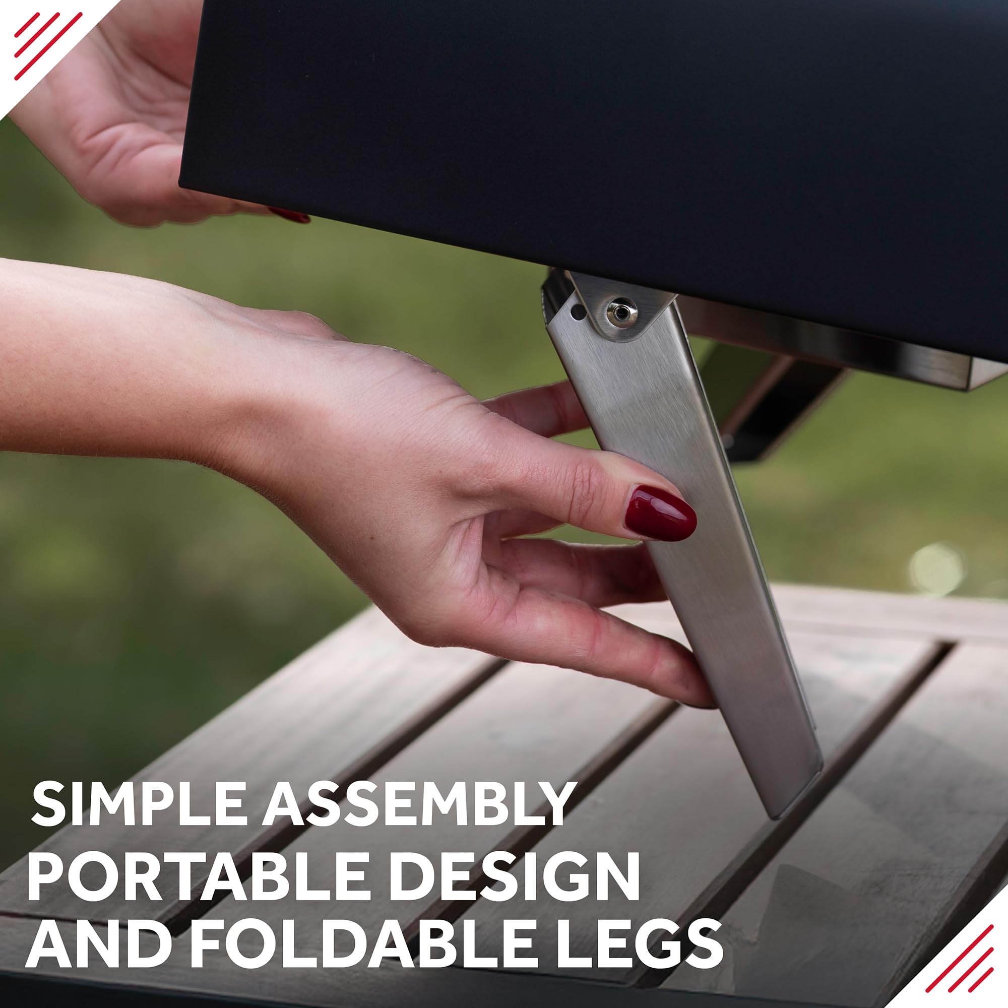 George Foreman Outdoor 12 Inch Wood Pellet Portable Wood Fired Pizza Oven Stainless Steel with Paddle and Carry Bag, BBQ Oven & Smoker, Foldable Legs GFWPPO1SSPC