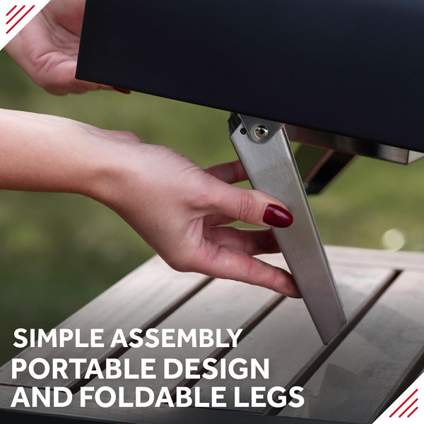 George Foreman Outdoor 12 Inch Wood Pellet Portable Wood Fired Pizza Oven Stainless Steel with Paddle and Carry Bag, BBQ Oven & Smoker, Foldable Legs GFWPPO1SSPC