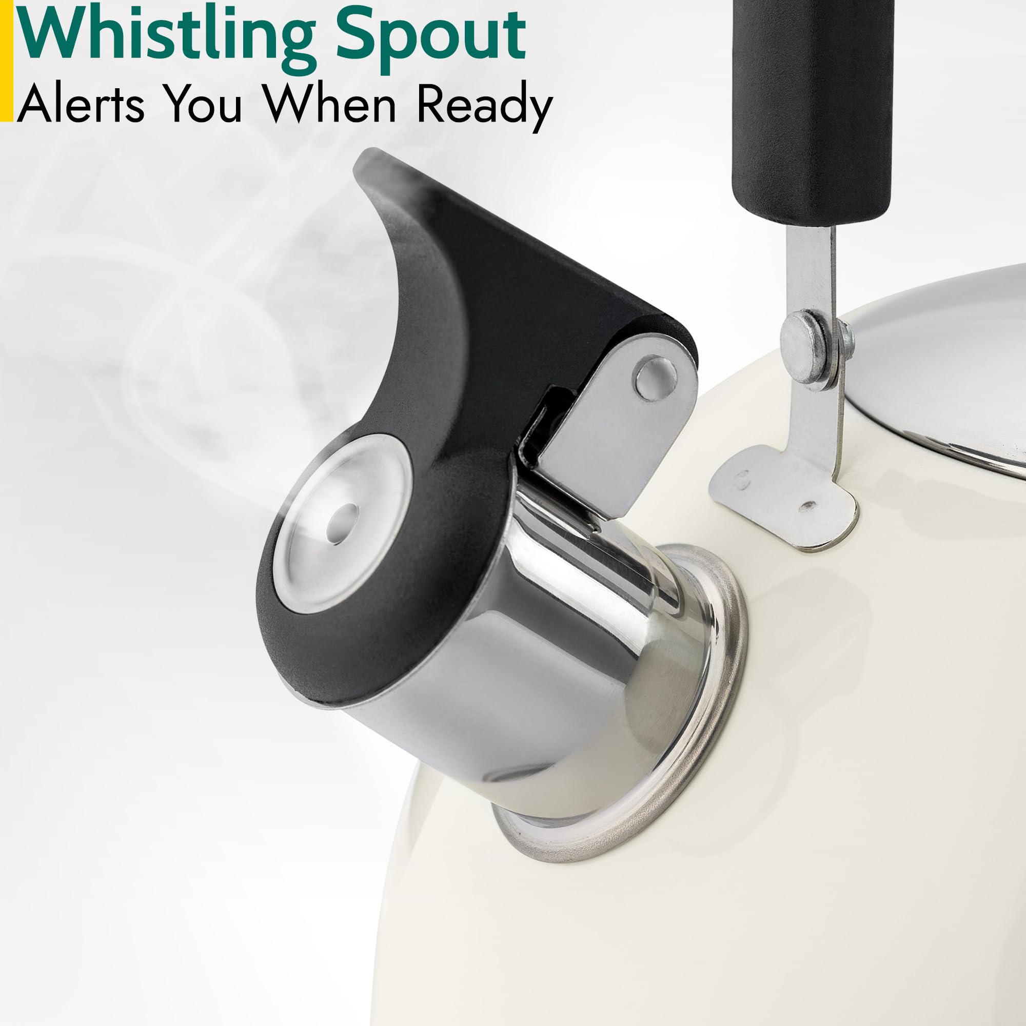 Trail 2L Whistling Camping Kettle, Polished Stainless Steel, Durable & Lightweight, Easy Pour Spout, Folding Heat Resistant Handle, Fast Boil Travel Kettle, Outdoor Fishing Hiking, 15cm x 18cm, 0.42kg