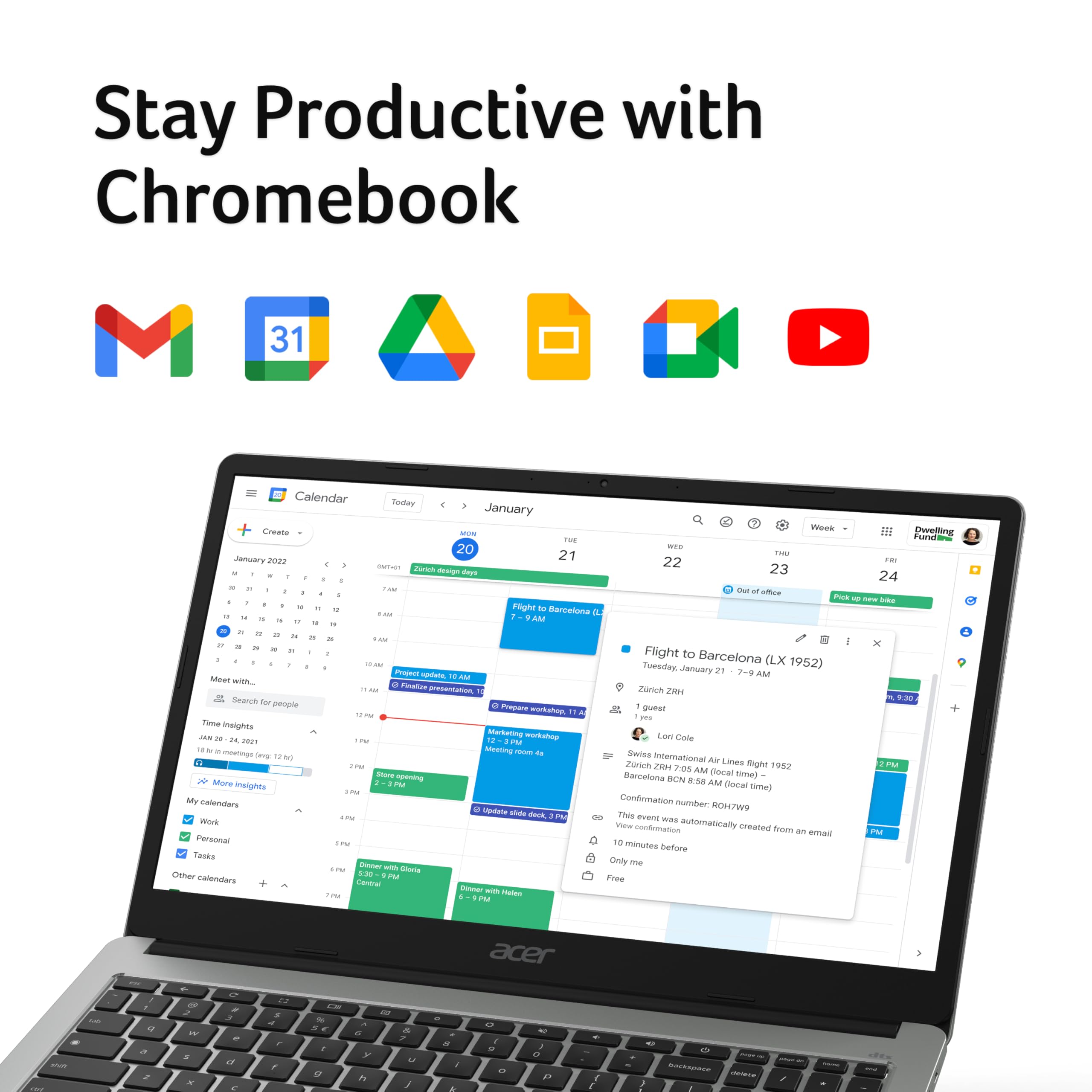 Acer Chromebook 314 CB314E Laptop - Intel Celeron N4500, 4GB, 64GB eMMC, Integrated Graphics, 14" Full HD, Google Chrome OS, black