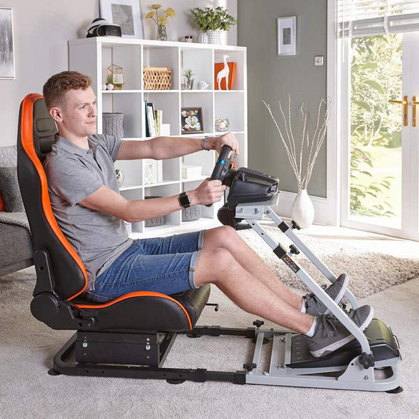 X-Rocker Steering Wheel Stand, Foldable Racing Wheel Stand with Seat Fixing Rod, Adjustable Height, Adjustable Angle, Suitable for Logitech, XBOX, Madcatz, Playstation, Racing Wheel Stand - Black