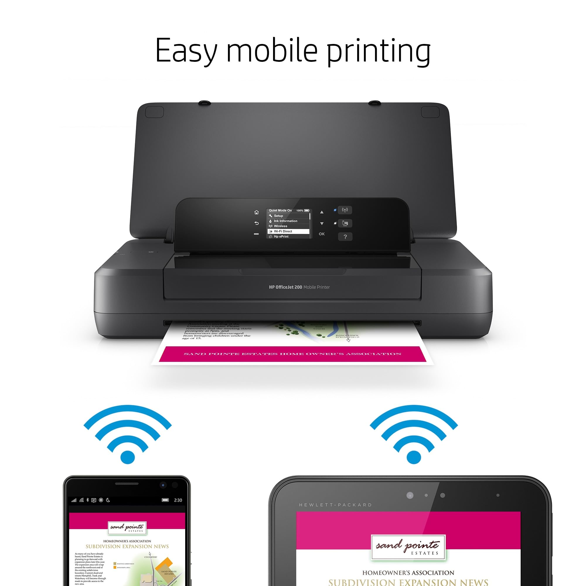 HP 2M32H38 Officejet 200 Colour Wireless Mobile Printer, Black
