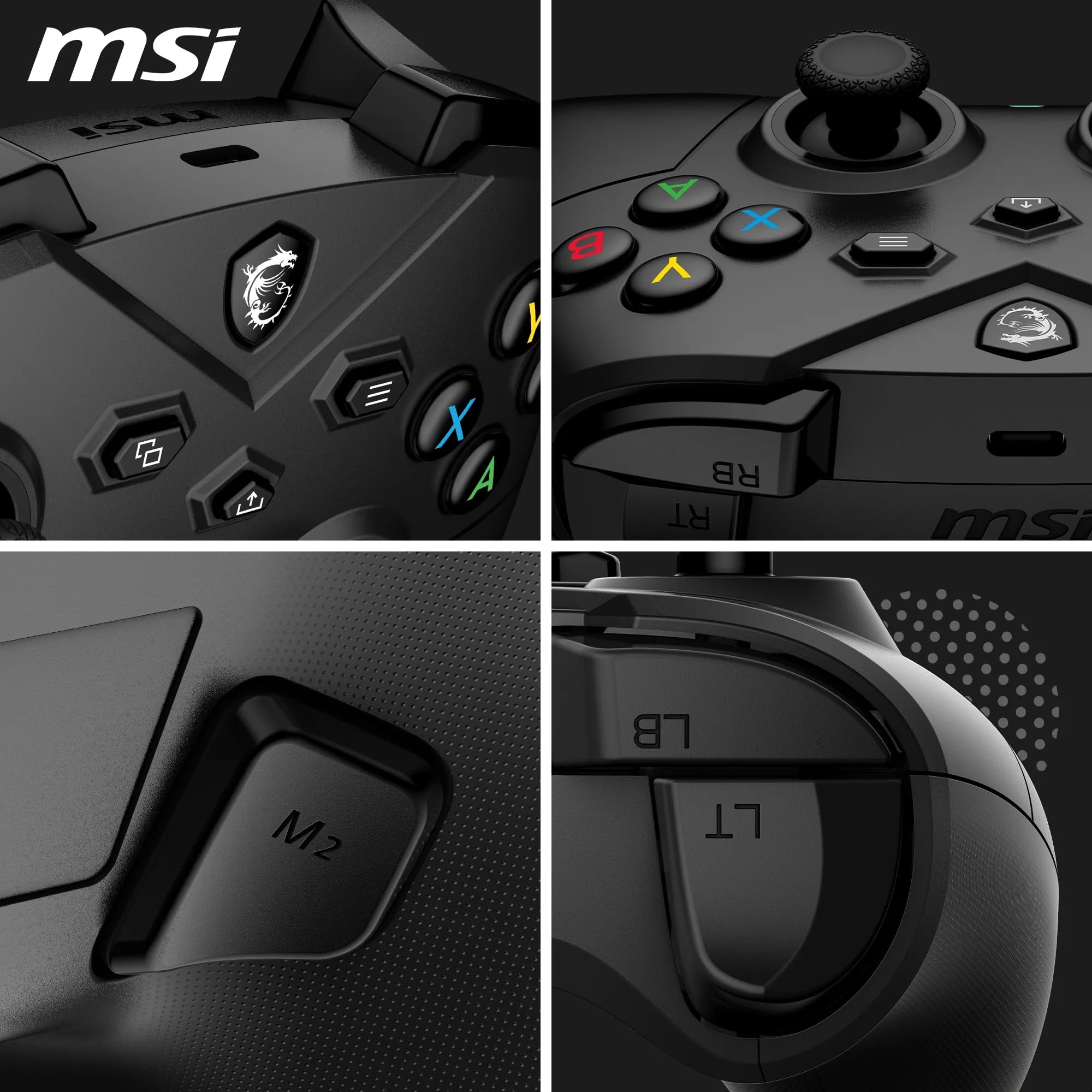 MSI FORCE GC20 V2 WHITE Wired PC Gamepad Controller - Interchangeable D-Pad Covers, Dual Vibration Motors, USB 2.0 - Wired