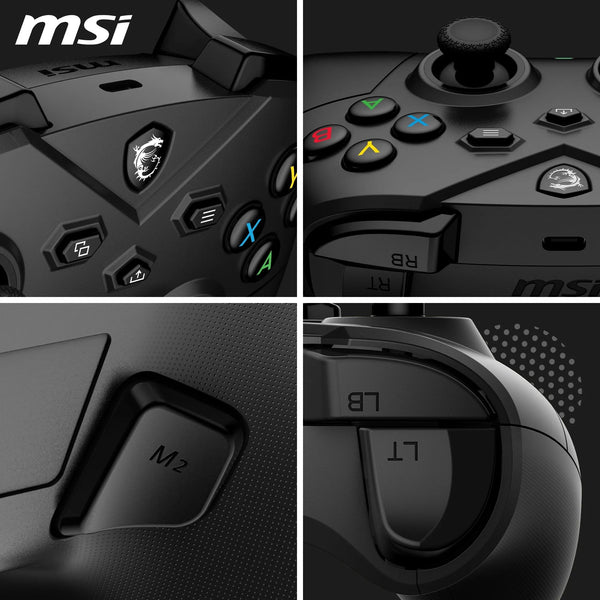 MSI FORCE GC20 V2 WHITE Wired PC Gamepad Controller - Interchangeable D-Pad Covers, Dual Vibration Motors, USB 2.0 - Wired