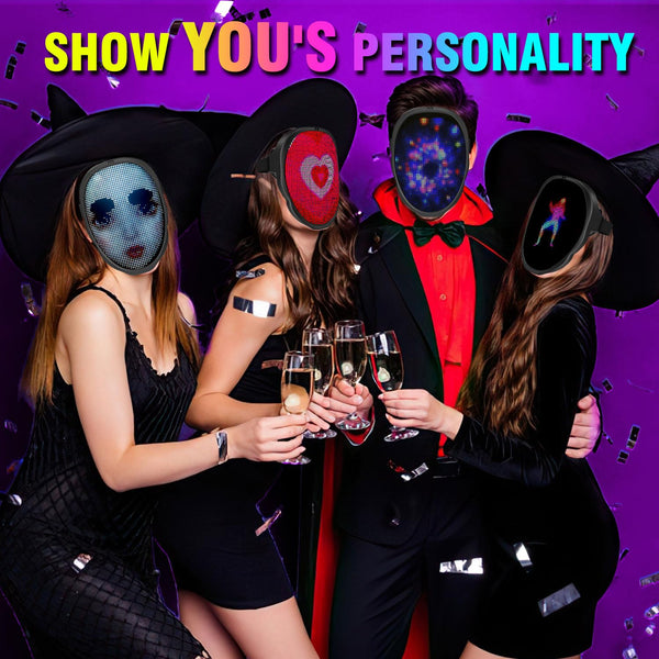 megoo LED Mask with Bluetooth Design Customized Programmable by APP,Halloween LED Luminous Mask for Costume Halloween DJ Masquerade Rave Cosplay Birthday Party